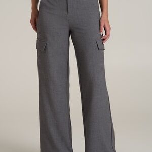 American Tall Cargo Wide Leg Dress Pants for Tall Women in Graphic Charcoal Size